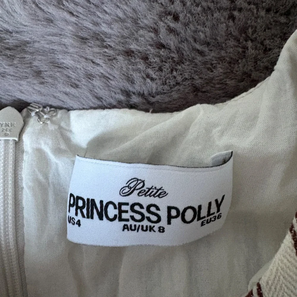 Princess Polly Cream Mini Dress with Brown Stripes - Picture 3 of 3